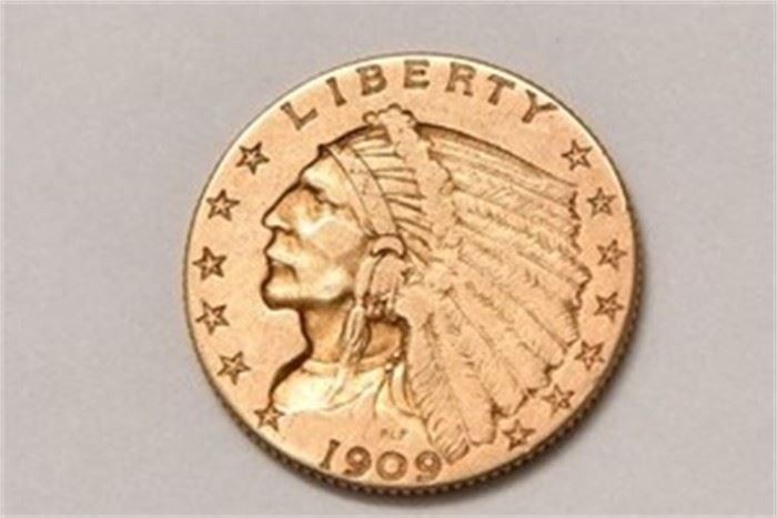 1909 $2.50 Gold Indian Head Liberty Piece