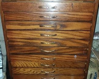 multi-drawer oak cabinet