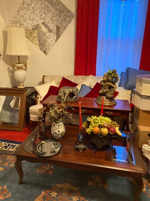 Living Room furniture, Oriental rug, antique and vintage items.