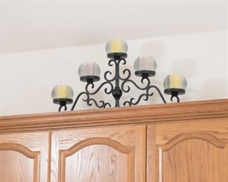 6 Candle Black Scroll Candelabra