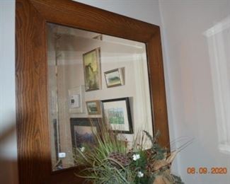 Oak beveled mirror