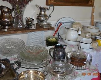 Glassware, crystal and silver serving pieces