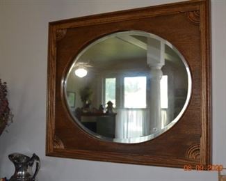 Oak beveled mirror