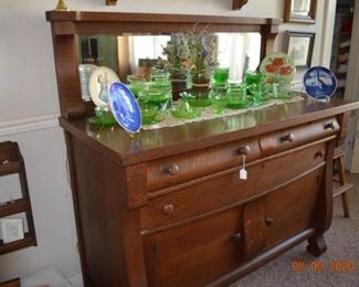 Antique Oak buffet with mirror back
