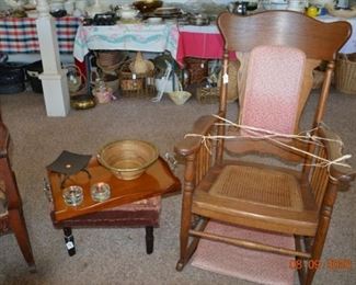 Antique cane bottom rocking chair