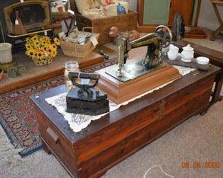 Vintage Cedar chest
Antique singer sewing machine
Antique coal iron