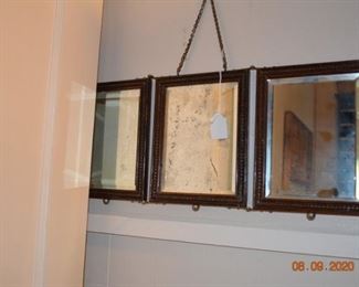 Antique triple beveled mirror