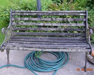 Vintage iron and wood bench