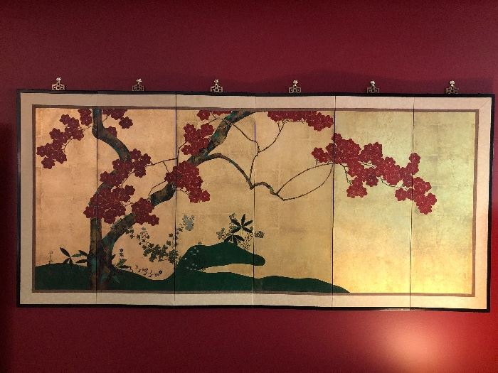 Large Asian gold leaf screen
