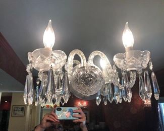 Waterford sconces (5) There are now five of these available, all bobeche and crystals have the Waterford mark. 