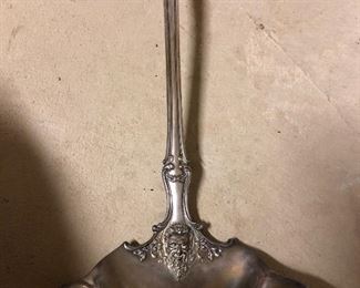 Large Sterling ladel,  broken glass handle