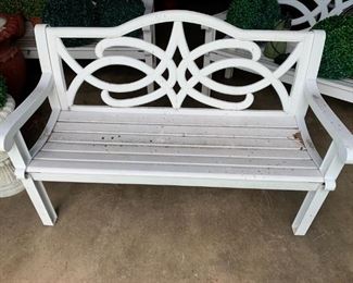 One white bench.