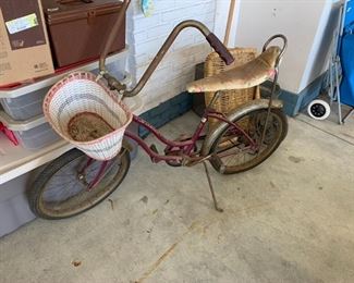 Girl's Schwinn banana seat bicycle.