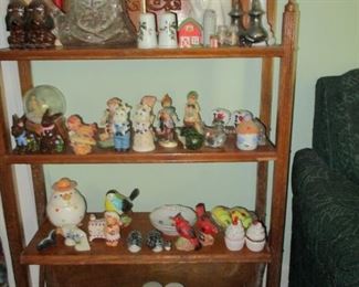 bookshelf with salt & peppers &