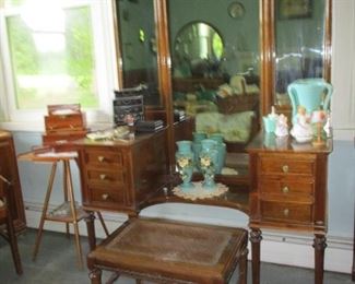vanity with bench
