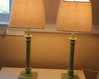 #42 $30.00  Pair green bedside lamps 23”h 