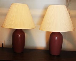 #75 $20.00 Pair mauve lamps 