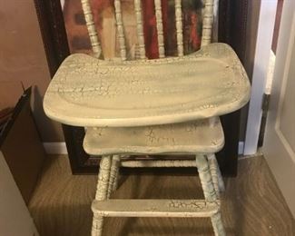 wood refinished high chair