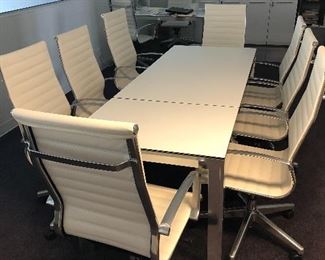 White conference room table 142"x32"
