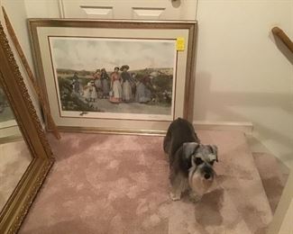 Bentley’s checking to see if you are upstairs!  Framed Artwork