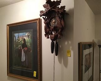 Framed Artwork, Black Forest Cuckoo Clock