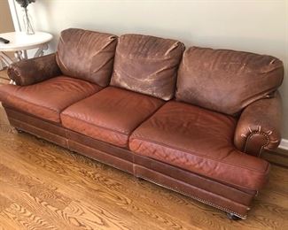 HANCOCK & MOORE BROWN LEATHER SOFA