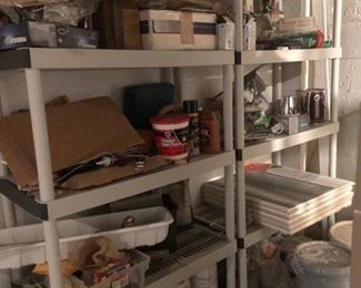 Garage items, garden tools, 