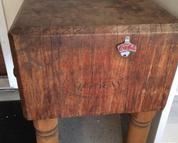 Large heavy antique chopping block marked McCray.