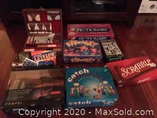 An assortment of games and a Helicopter Stealth Flyer II.