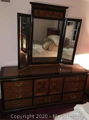 Bassett Long Dresser with Vanity Mirror