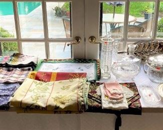 Linen Table + Silver Plate + Crystal