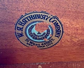W.A. Hathaway Company Dining Room Furniture Label