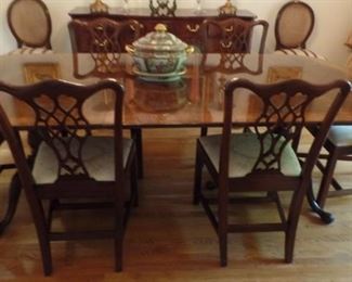 Formal Chippindale two pedestal table with leaves $1,800