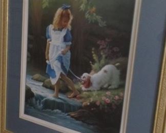 Framed print of girl with puppy $125