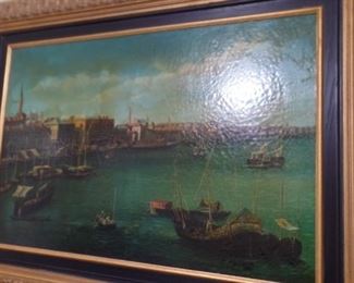 Oil painting  vintage Venice scene  4' plus x37"  $ 595