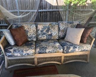 5 piece Bamboo outdoor set. Couch, Loveseat, ottoman, rocker, and coffee table.