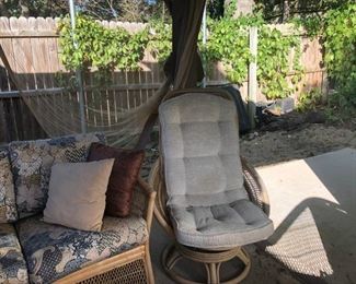 5 piece Bamboo outdoor set. Couch, Loveseat, ottoman, rocker, and coffee table.