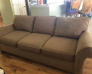 Haverty's Upholstered couch, tan chenille.