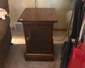 End table with glass shelves