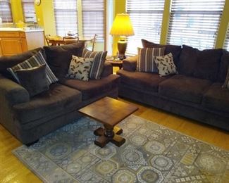Light brown sofa and matching loveseat