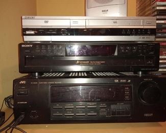 JVC receiver, Sony 5 CD changer, Sony DVD VHS player