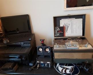 Kenwood Receiver, Toshiba VHS player, Logitech  speakers/woofer