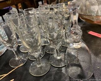 Glass Shot Glasses and Bell