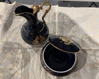 Limoges Castel Trinket Box and Pitcher