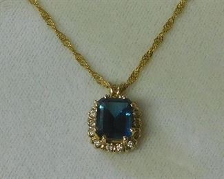 14 k Stone and Diamond Necklace