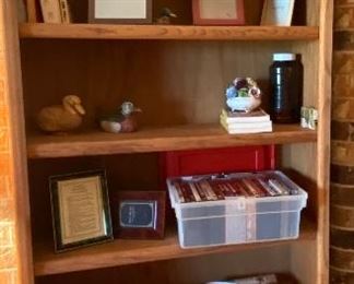 Oak Bookcase, Assorted Items, Books, DVD's, CD's