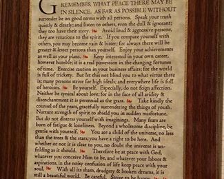 Decoupage Style Wall Mount "Desiderata" 