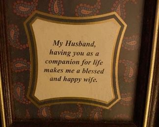 Wall Plaque "My Husband, having you as a companion for life makes me a blessed and happy wife."