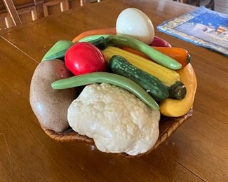 Hand Crafted Pottery Ceramic Veggies in Bowl by Jeanne Berger
