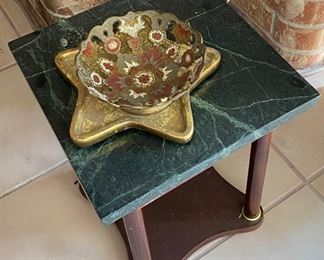 Marble Top Smaller End Table, Cloisonne' 
